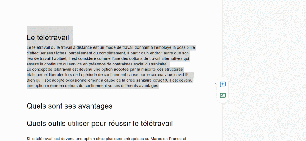 assigner une tâche sur Google Docs
